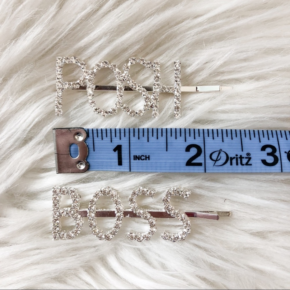 POSH BOSS Rhinestone Silver Hair Pin Set - Picture 2 of 5